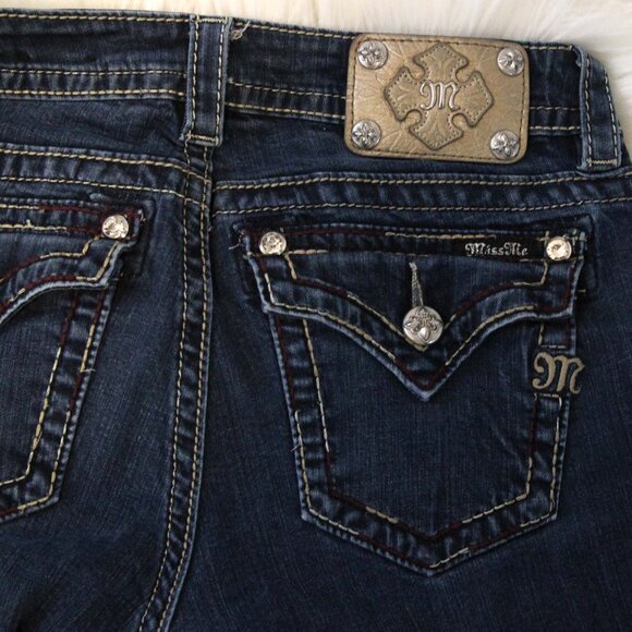 Miss Me Jeans Womens Low Rise Skinny Dark Wash Size 28 *Read* - Picture 2 of 15